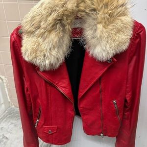 Red genuine leather jacket - women’s